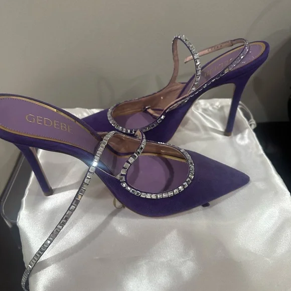 Purple Crystal-Strap Stiletto Heels - Picture 1 of 4